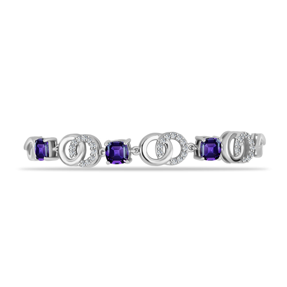 Pulsera de Plata con Amatista de Marruecos y Topacio Blanco