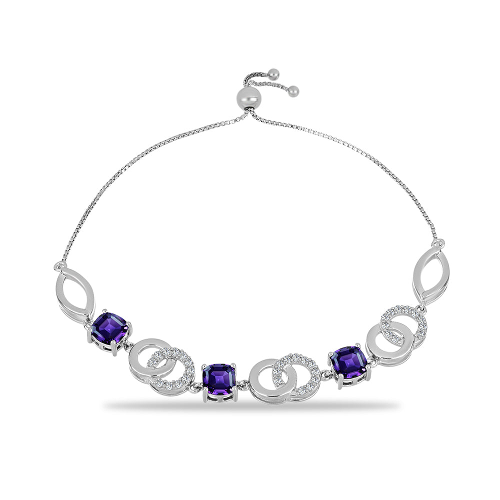 Pulsera de Plata con Amatista de Marruecos y Topacio Blanco
