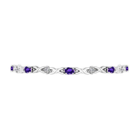Pulsera de Plata con Amatista de Marruecos y Topacio Blanco