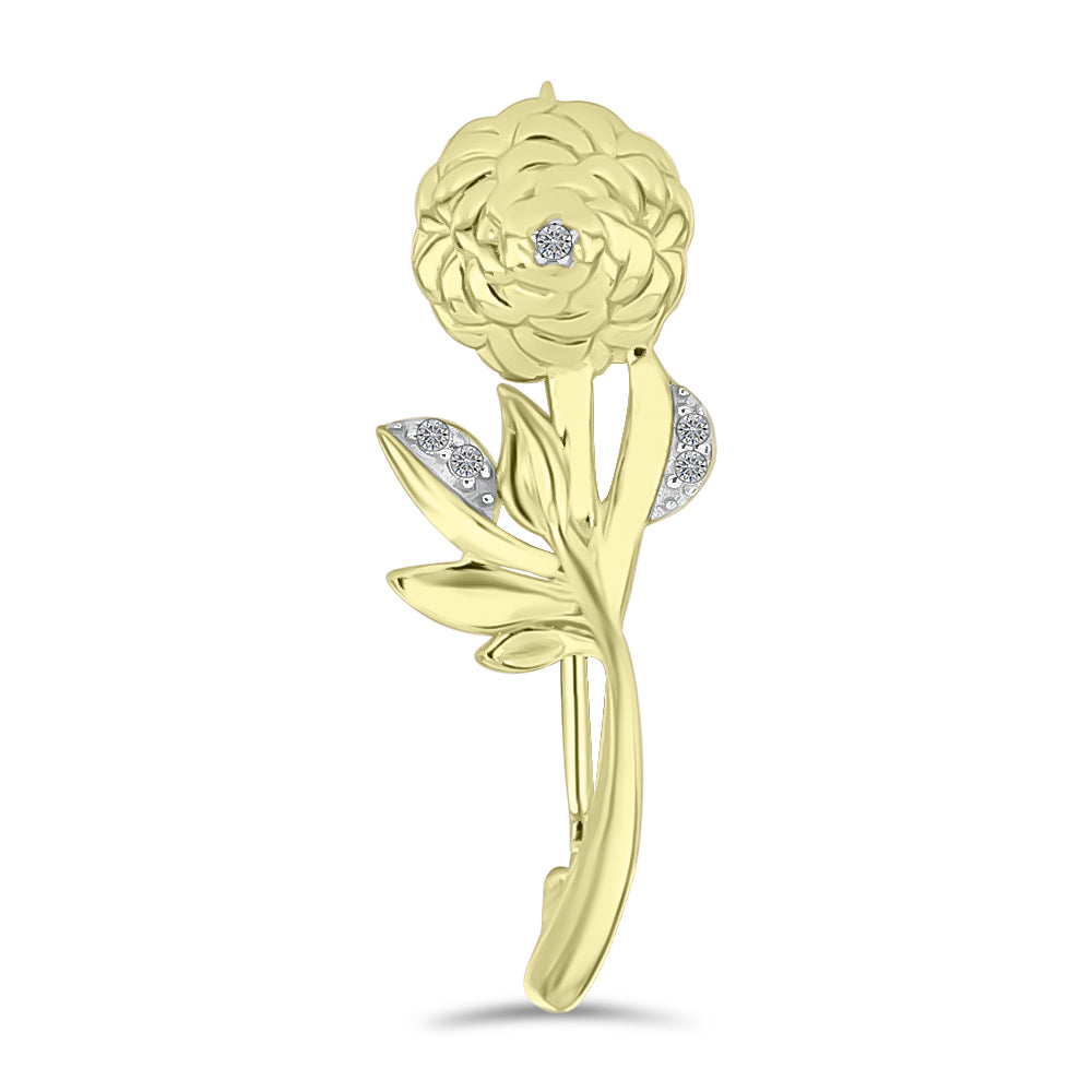 Broche de Plata Bañada en Oro con Diamante blanco 1 