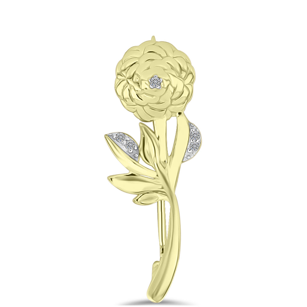 Broche de Plata Bañada en Oro con Diamante blanco 3 
