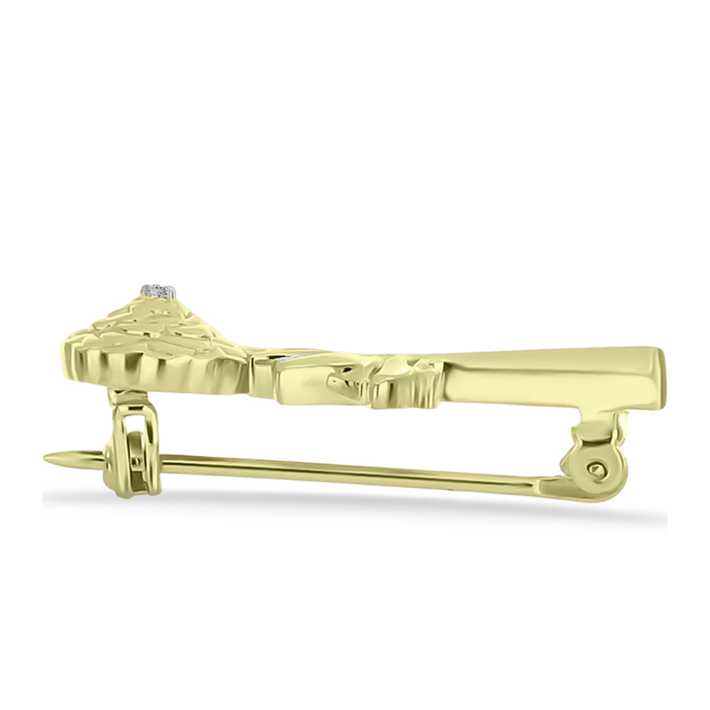 Broche de Plata Bañada en Oro con Diamante blanco 4 