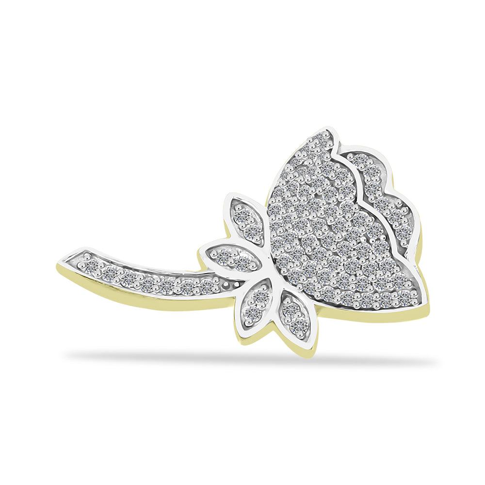 Broche de Plata Bañada en Oro con Diamante blanco y Topacio Blanco 1 