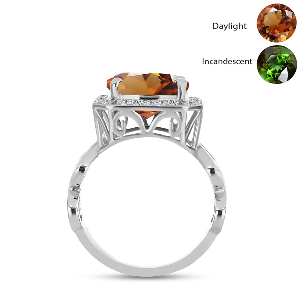 Anillo de Plata con Zultanita de Anatolia certificado y cultivado en laboratorio y Topacio Blanco 2 