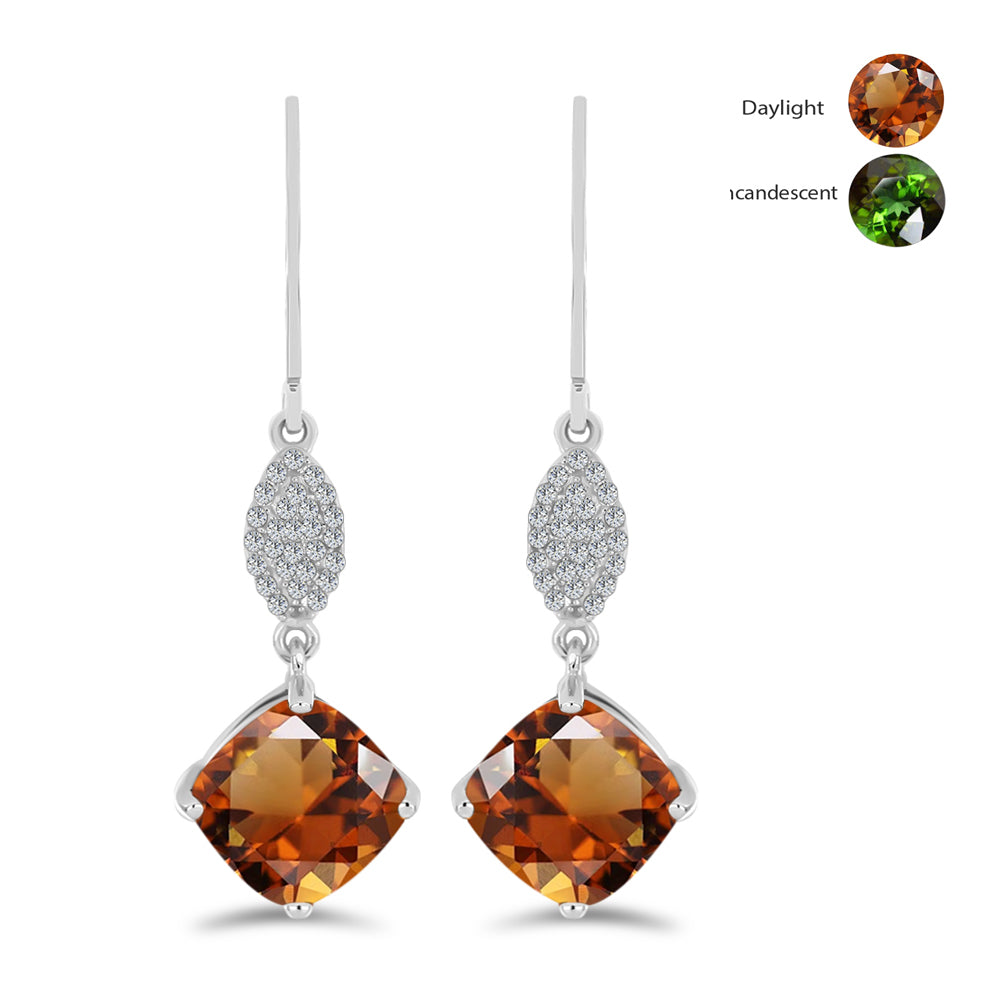 Pendientes de Plata con Zultanita de Anatolia certificado y cultivado en laboratorio y Topacio Blanco 1 
