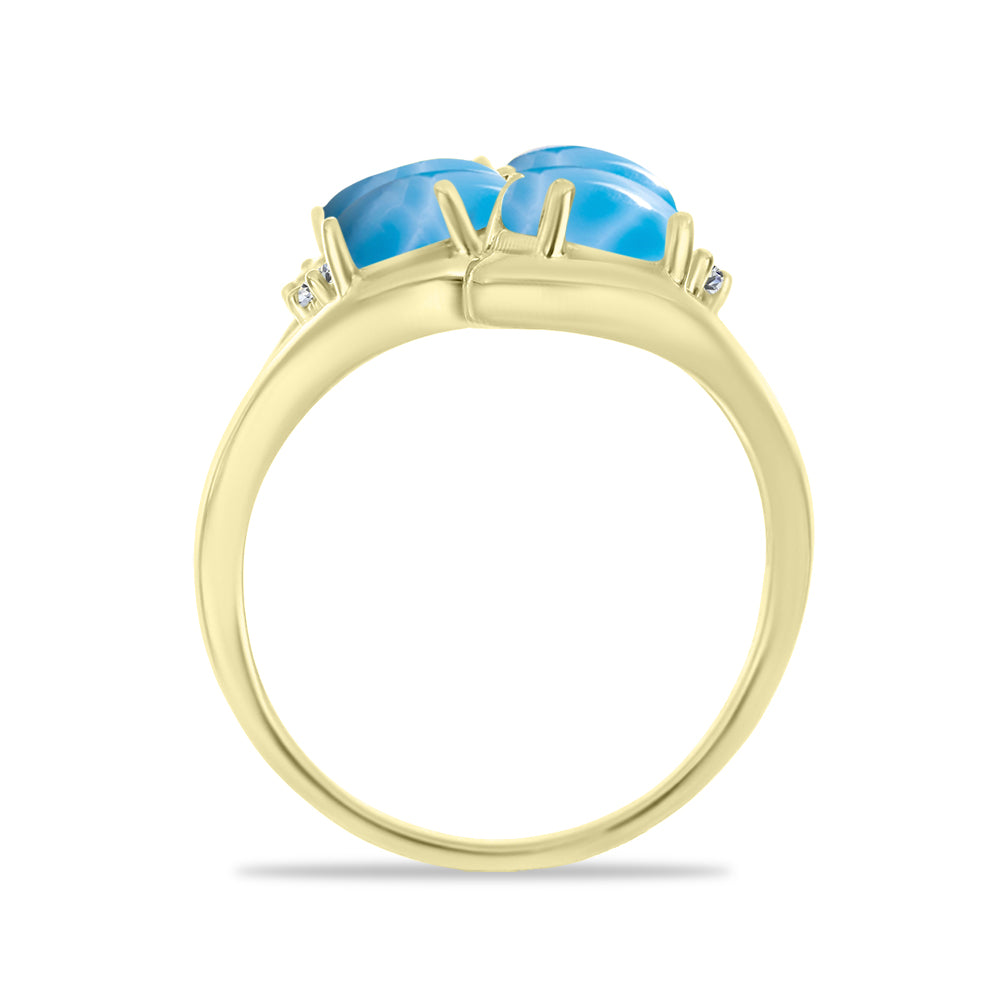Anillo de Plata Bañada en Oro con Larimar y Topacio Blanco