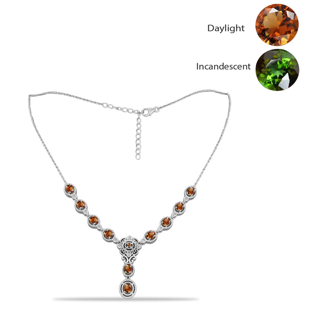 Collar de Plata con Zultanita de Anatolia certificado y cultivado en laboratorio y Topacio Blanco 1 