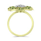 Anillo de Plata Bañada en Oro con Zafiro Verde y Topacio Blanco