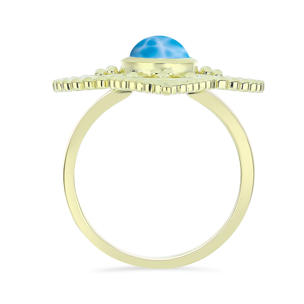 Anillo de Plata Bañada en Oro con Larimar 2 