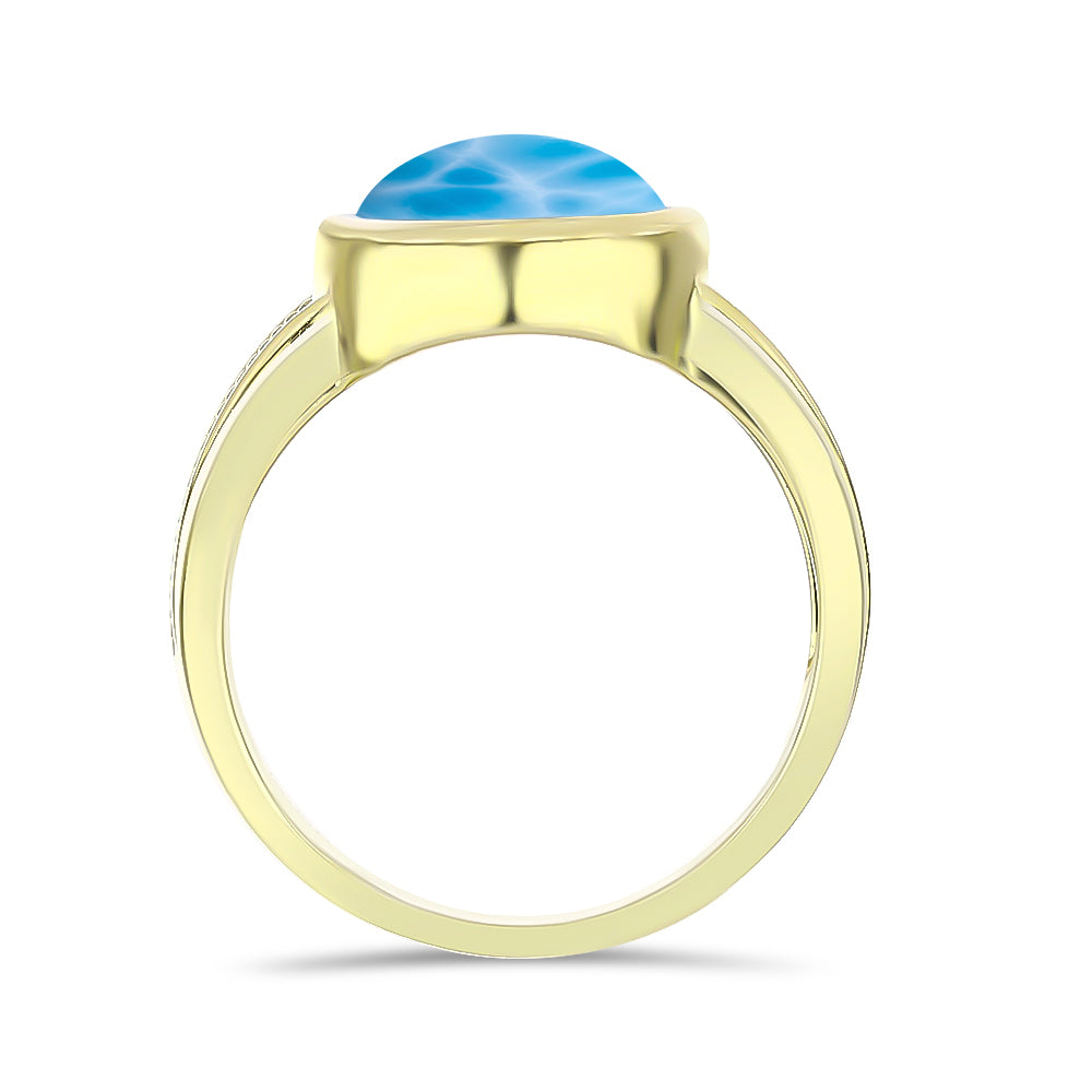 Anillo de Plata Bañada en Oro con Larimar 2 