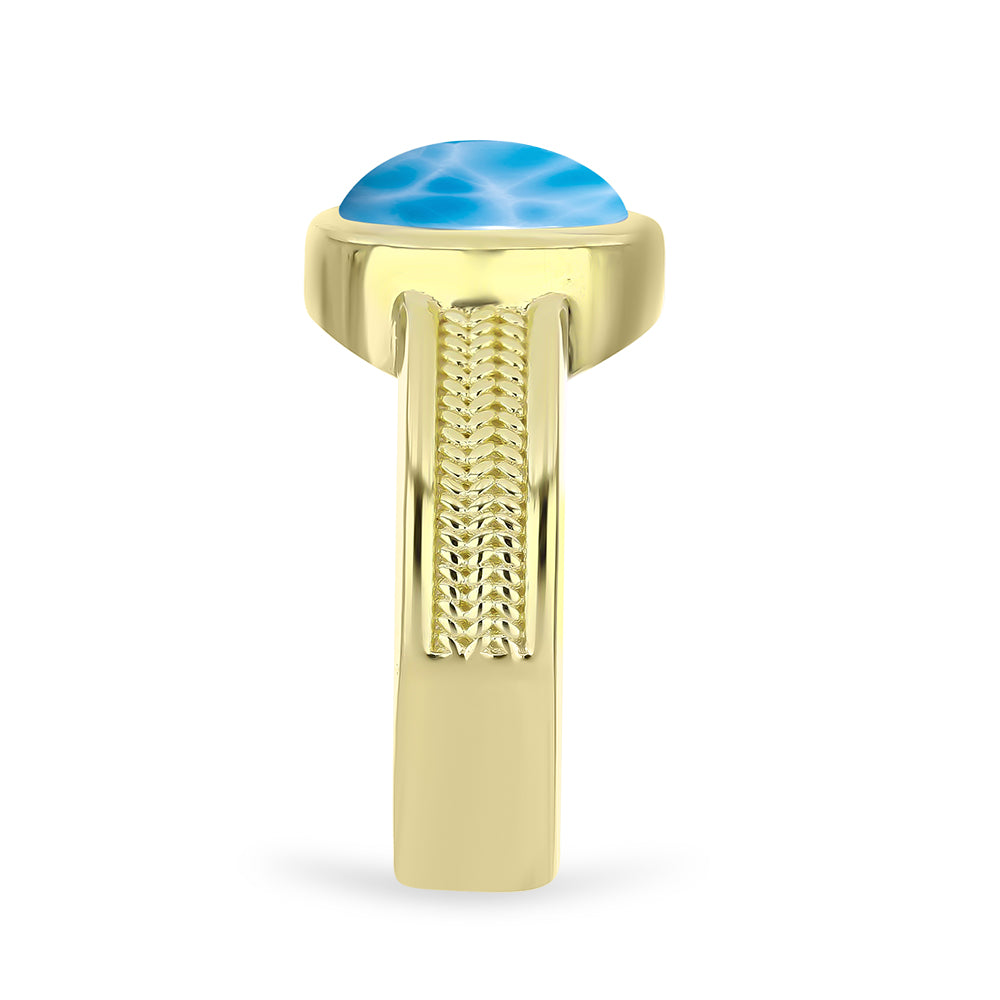 Anillo de Plata Bañada en Oro con Larimar 4 