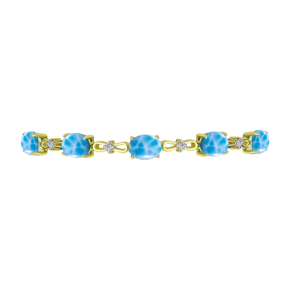 Pulsera de Plata Bañada en Oro con Larimar y Topacio Blanco 2 