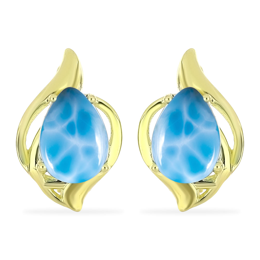 Pendientes de Plata Bañada en Oro con Larimar