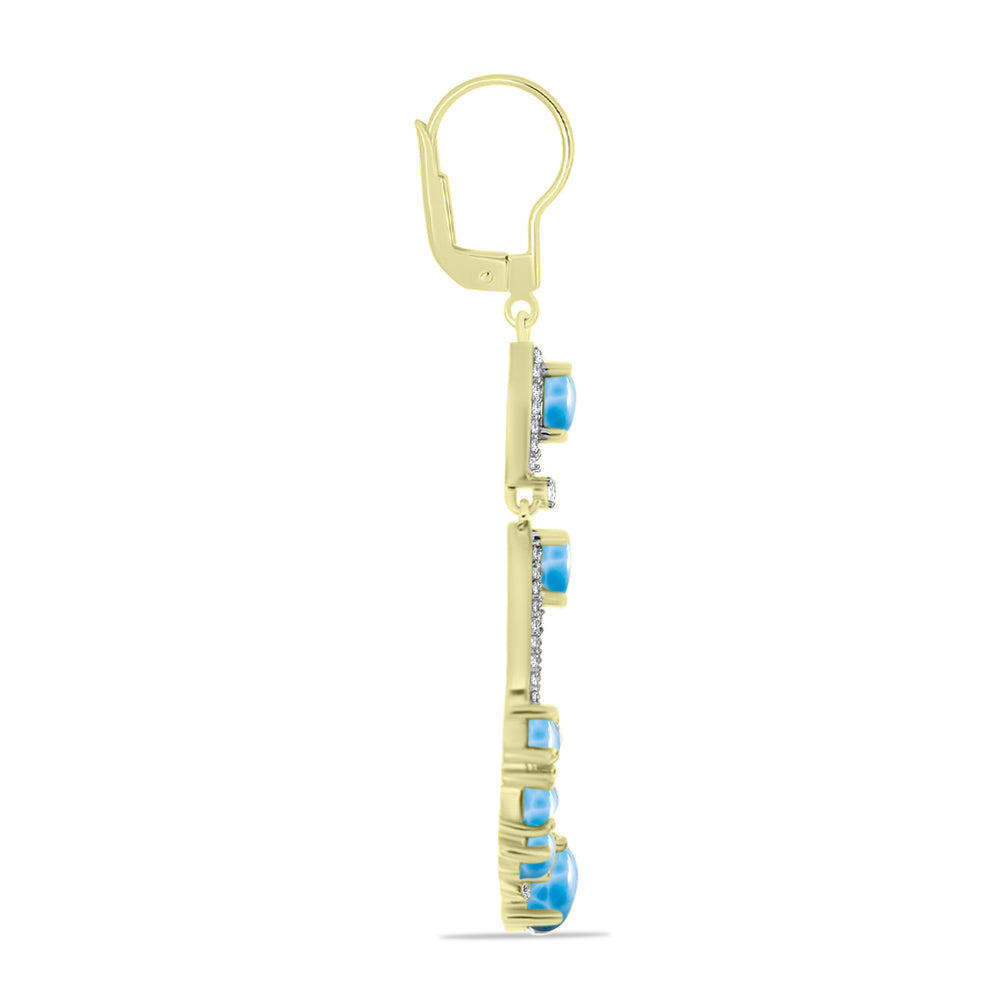 Pendientes de Plata Bañada en Oro con Larimar 2 