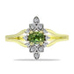 Anillo de Plata Bañada en Oro con Zafiro Verde y Topacio Blanco