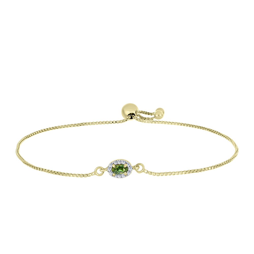 Pulsera de Plata Bañada en Oro con Zafiro Verde y Topacio Blanco 4 