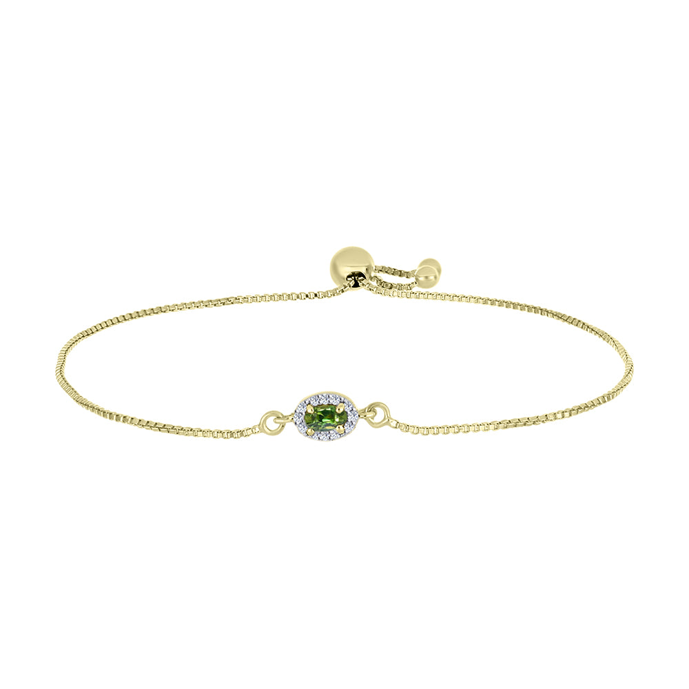 Pulsera de Plata Bañada en Oro con Zafiro Verde y Topacio Blanco 1 