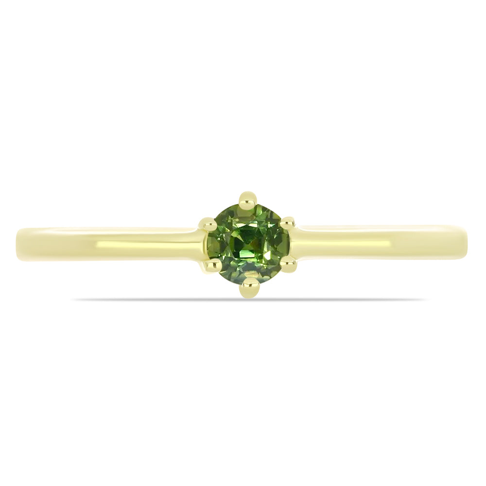 Anillo de Plata Bañada en Oro con Zafiro Verde 1 
