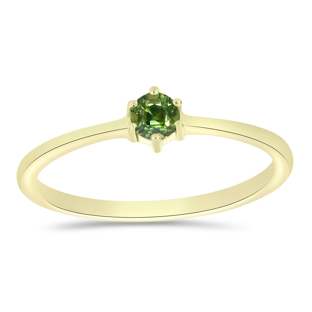 Anillo de Plata Bañada en Oro con Zafiro Verde 3 