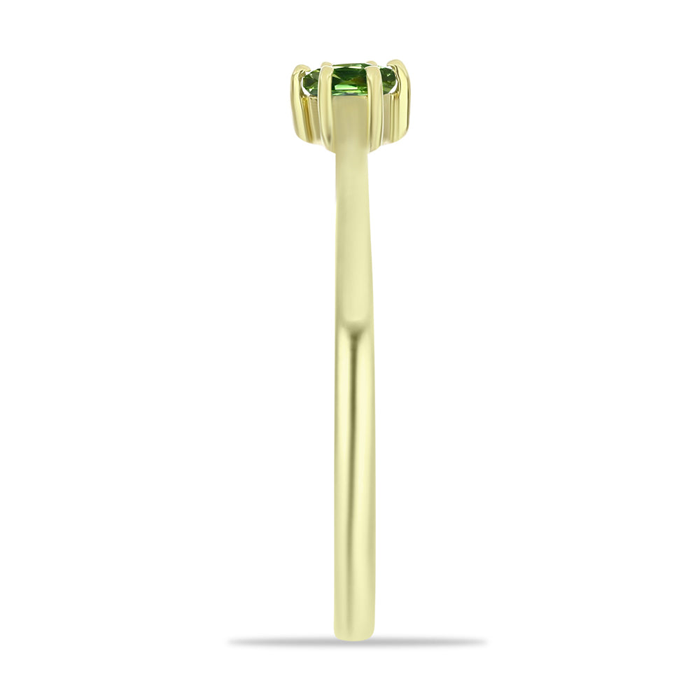 Anillo de Plata Bañada en Oro con Zafiro Verde 4 