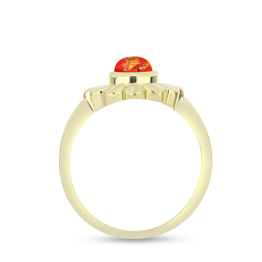 Anillo de Plata Bañada en Oro con Turquesa de Mohave