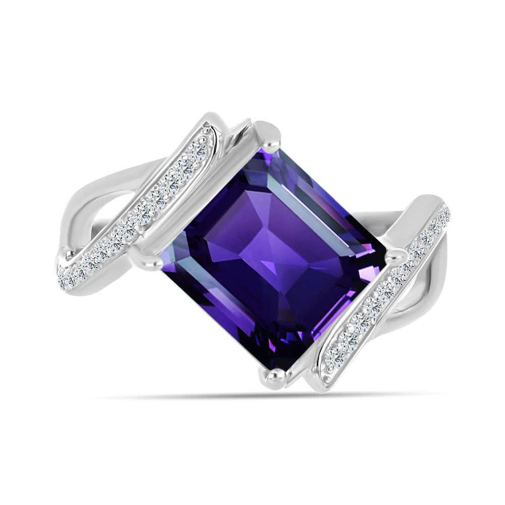 Anillo de Plata con Amatista de Marruecos y Topacio Blanco 1 