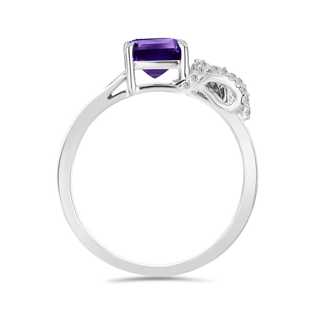 Anillo de Plata con Amatista de Marruecos y Topacio Blanco 2 