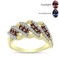 Anillo de Plata Bañada en Oro con Granate Bekily Multicolor y Topacio Blanco