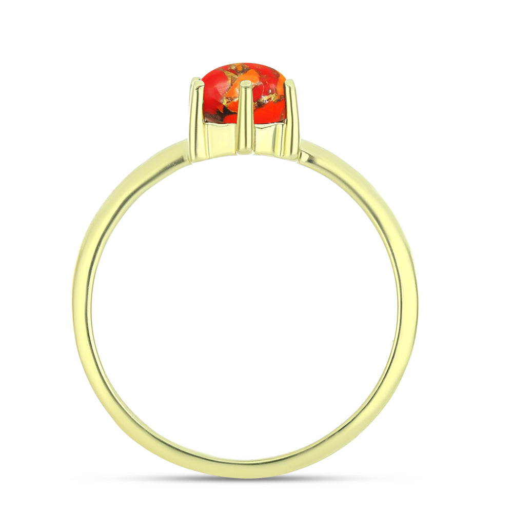 Anillo de Plata Bañada en Oro con Turquesa de Mohave
