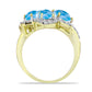 Anillo de Plata Bañada en Oro con Larimar y Topacio Blanco