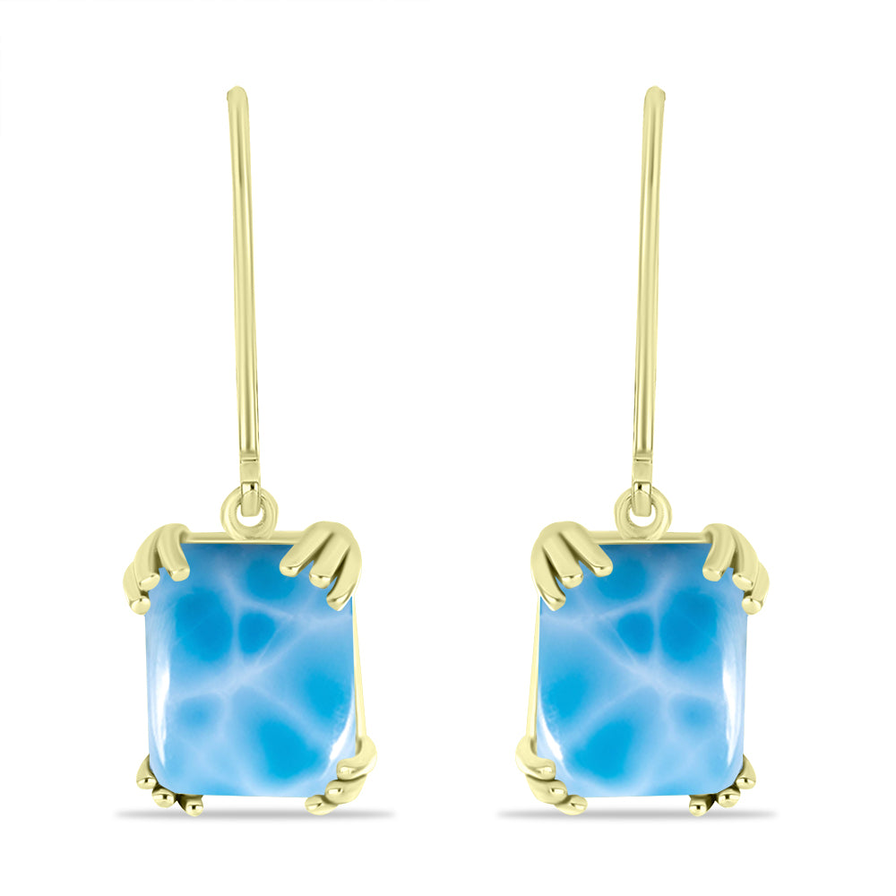 Pendientes de Plata Bañada en Oro con Larimar 1 