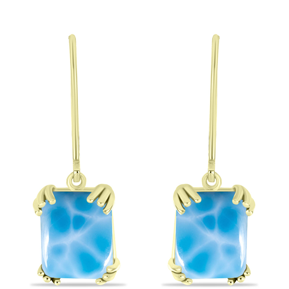 Pendientes de Plata Bañada en Oro con Larimar