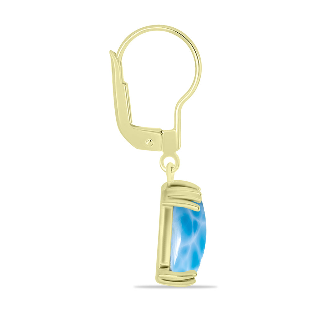 Pendientes de Plata Bañada en Oro con Larimar