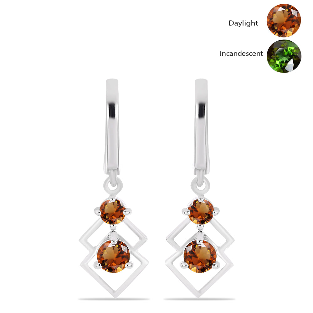 Pendientes de Plata con Zultanita de Anatolia certificado y cultivado en laboratorio