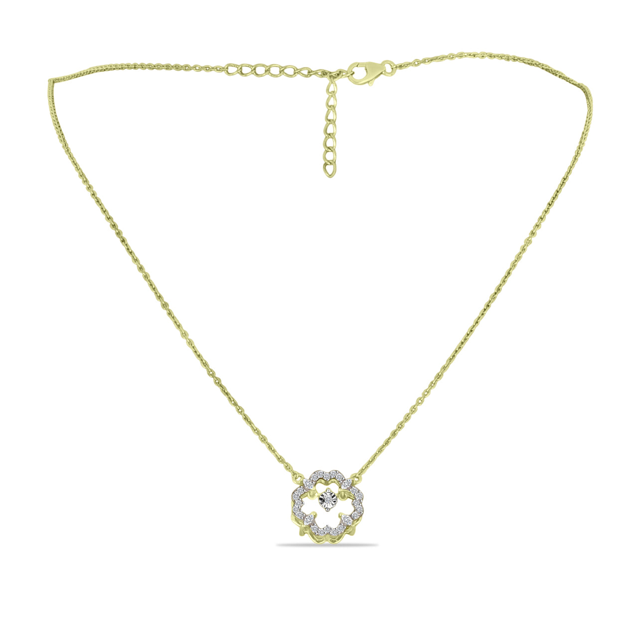 Collar de Plata Bañada en Oro con Diamante blanco y Zircón Blanco 1 