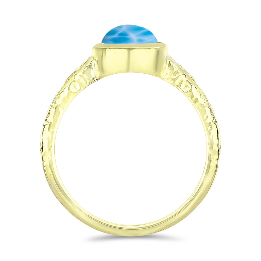 Anillo de Plata Bañada en Oro con Larimar 2 