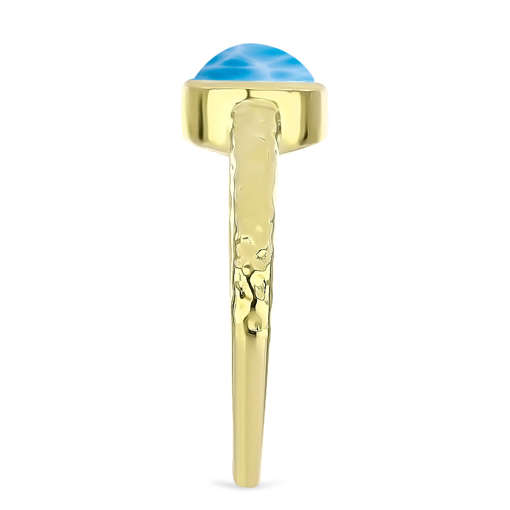 Anillo de Plata Bañada en Oro con Larimar 4 