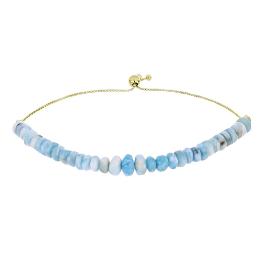 Pulsera de Plata Bañada en Oro con Larimar