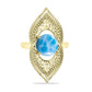 Anillo de Plata Bañada en Oro con Larimar