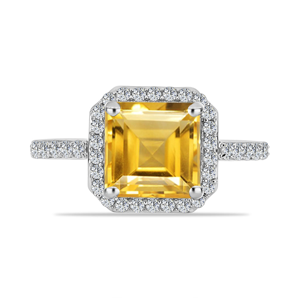 Anillo de Plata con Citrino de Río del Oro y Topacio Blanco