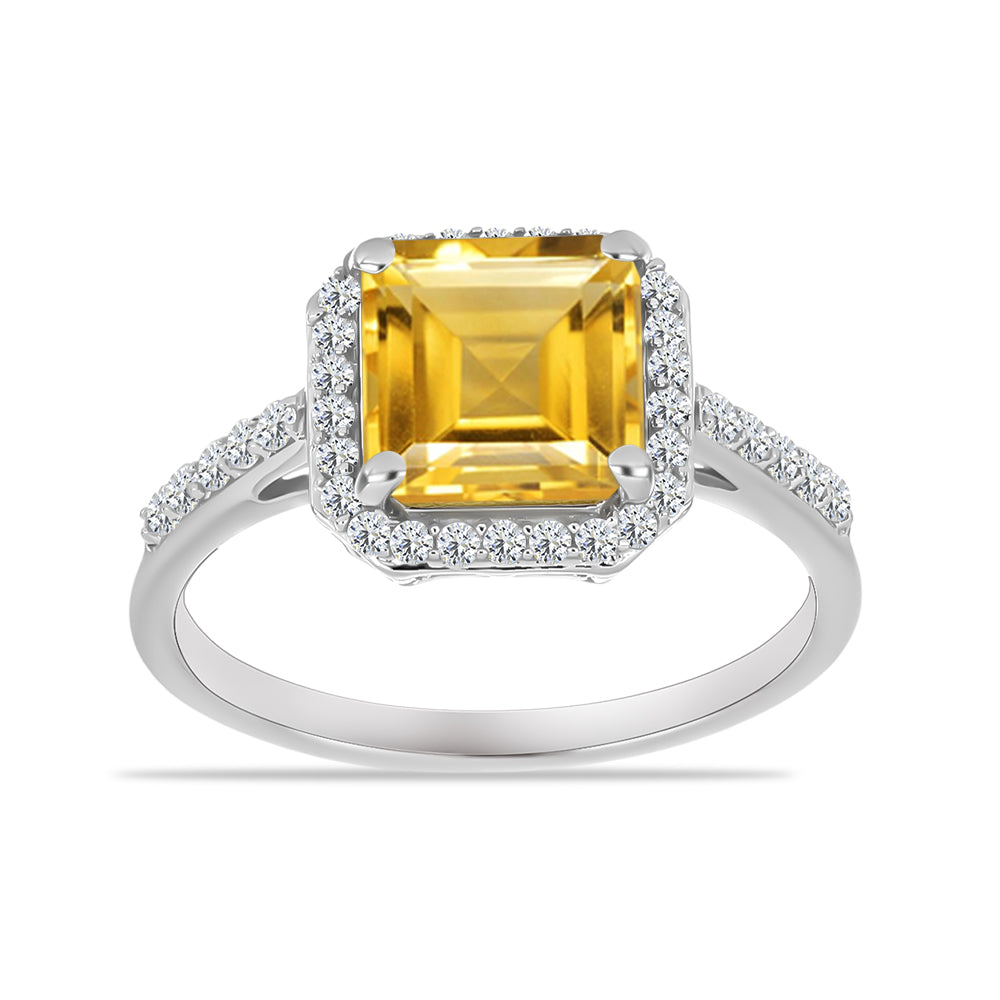 Anillo de Plata con Citrino de Río del Oro y Topacio Blanco