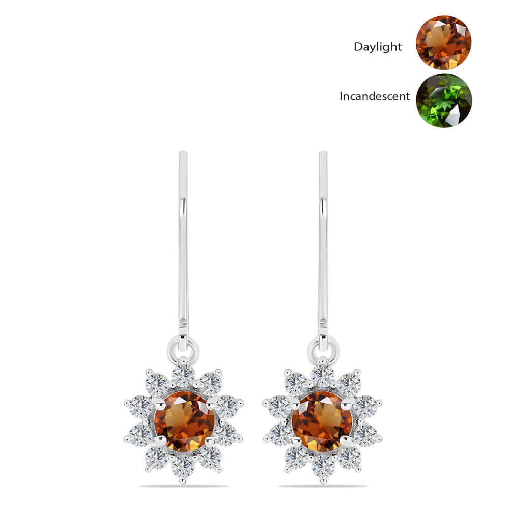 Pendientes de Plata con Zultanita de Anatolia certificado y cultivado en laboratorio y Topacio Blanco 1 