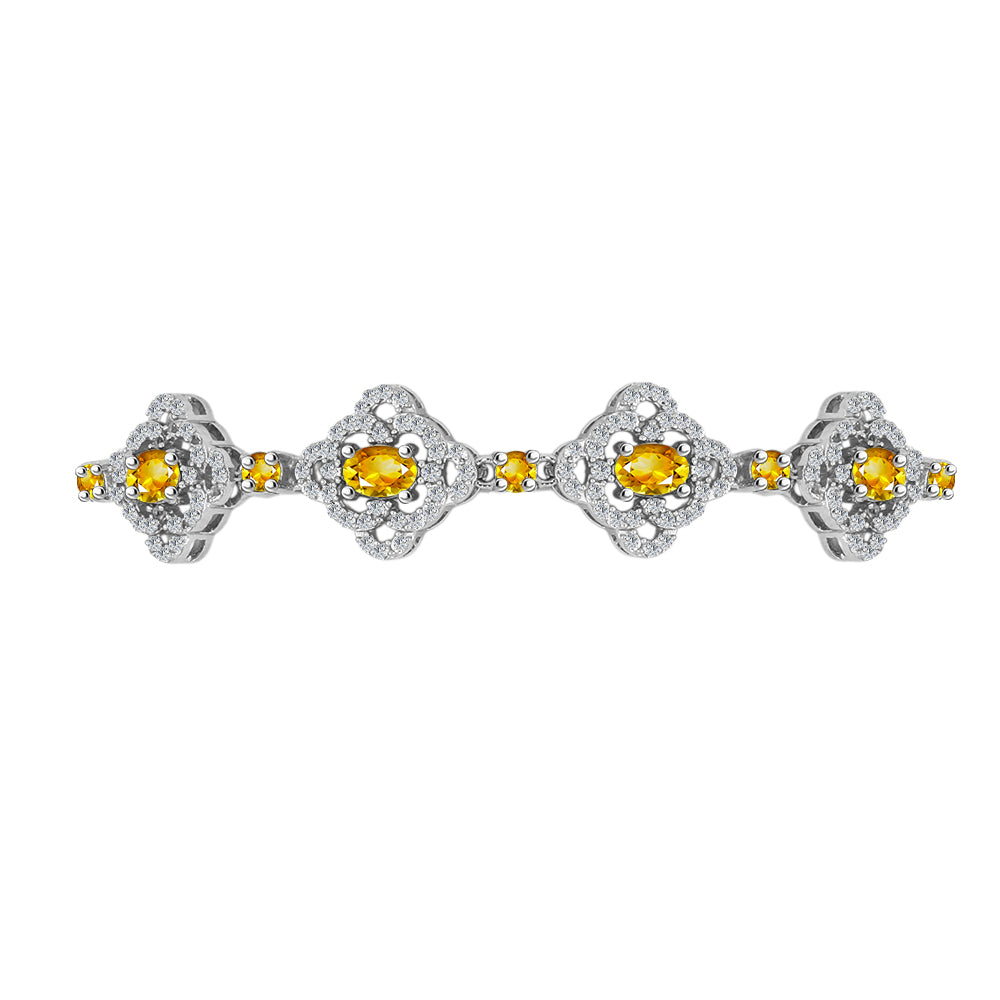 Pulsera de Plata con Citrino de Río del Oro y Topacio Blanco 2 