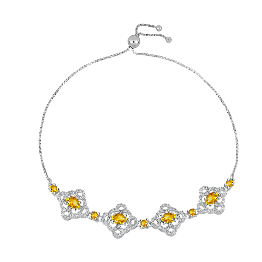 Pulsera de Plata con Citrino de Río del Oro y Topacio Blanco 1 