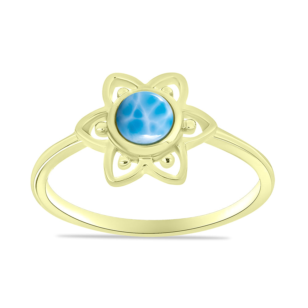 Anillo de Plata Bañada en Oro con Larimar 3 