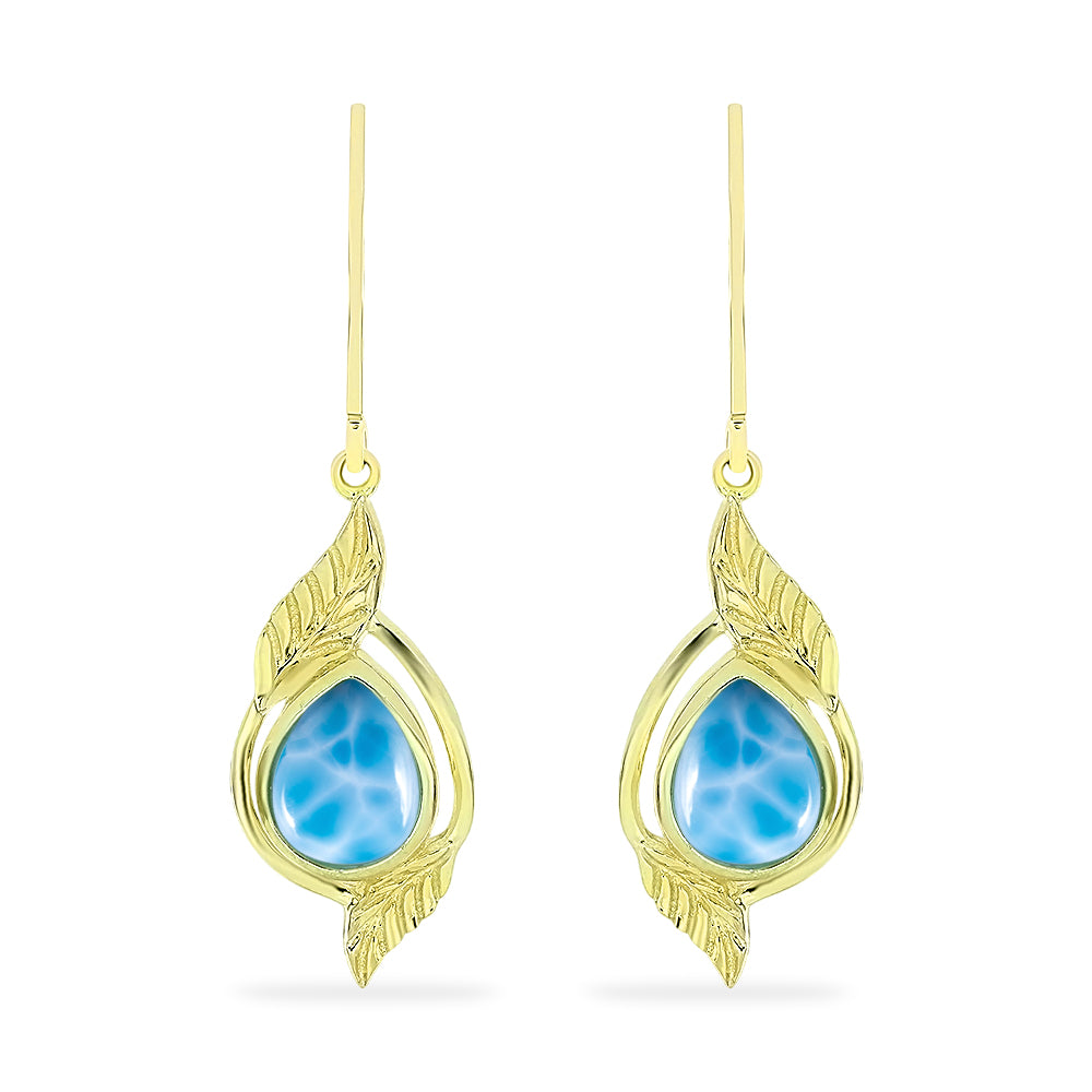 Pendientes de Plata Bañada en Oro con Larimar 1 