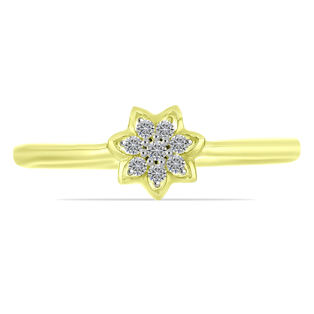 Anillo de Plata Bañada en Oro con Diamante blanco 1 
