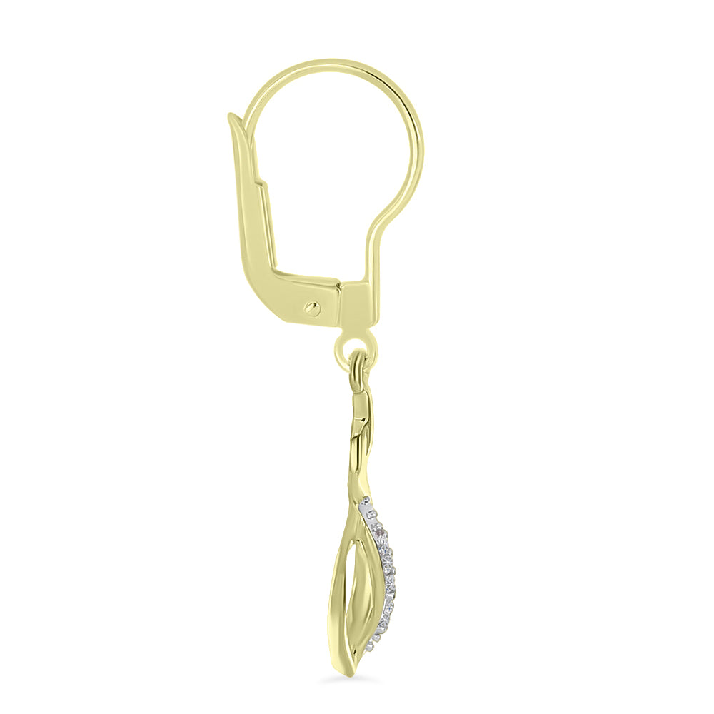 Pendientes de Plata Bañada en Oro con Diamante blanco