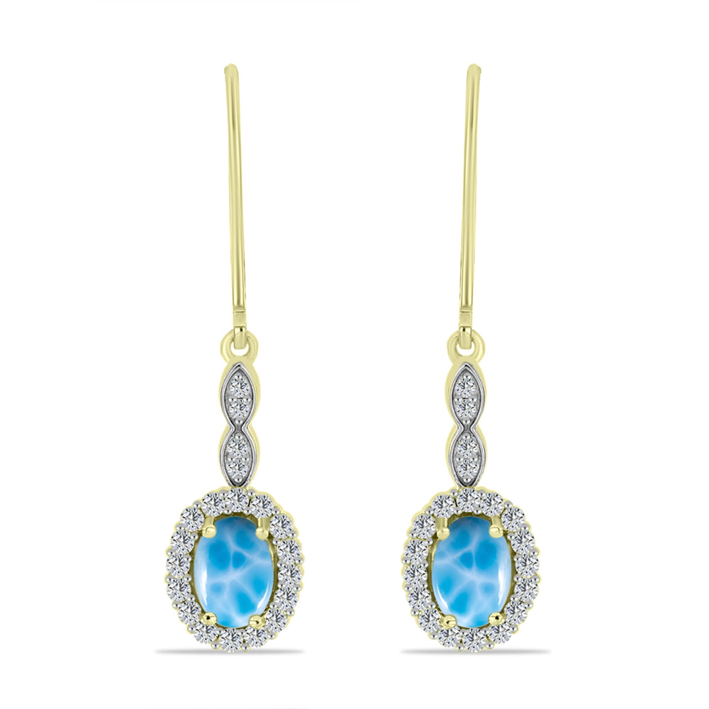 Pendientes de Plata Bañada en Oro con Larimar y Topacio Blanco 1 