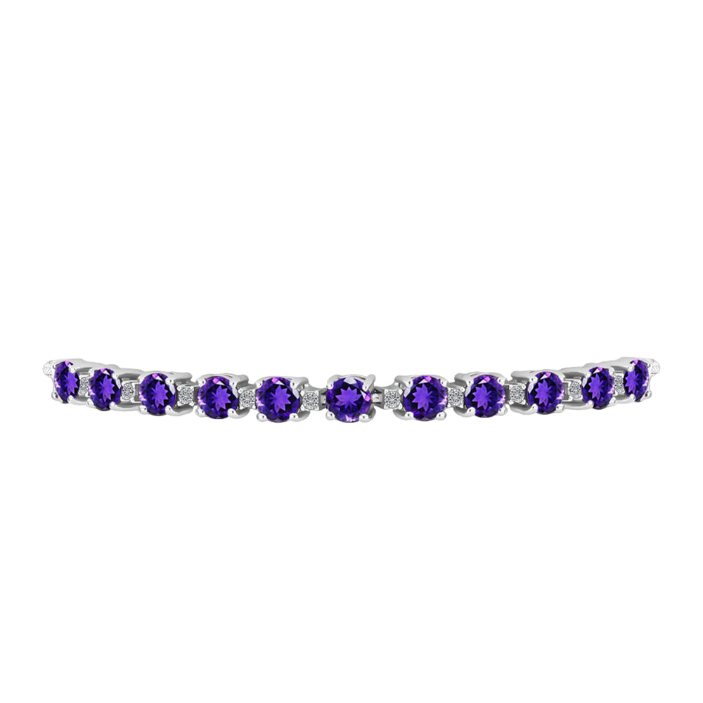 Pulsera de Plata con Amatista de Marruecos y Topacio Blanco 3 